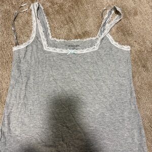 Honeydew Intimates Grey Ribbed Lace-Trim Cami with Front Bow